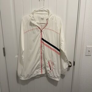 Ping Women's Athletic Golf Full Zip Jacket White Pink Accents Size XL